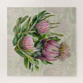 Pink & Green Protea Blume Muster Puzzle (Horizontal)