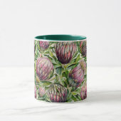 Pink & Green Protea Blume Muster Tasse (Zentrum)