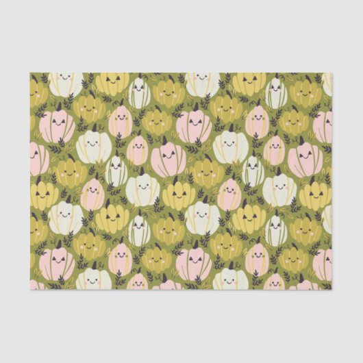 Pink & Green Pumpkins Tissue Paper Seidenpapier (Vorderseite)