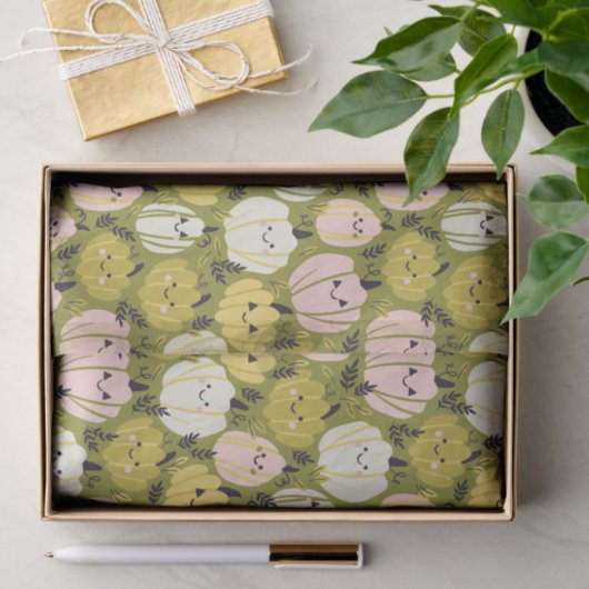 Pink & Green Pumpkins Tissue Paper Seidenpapier (Geschenk)