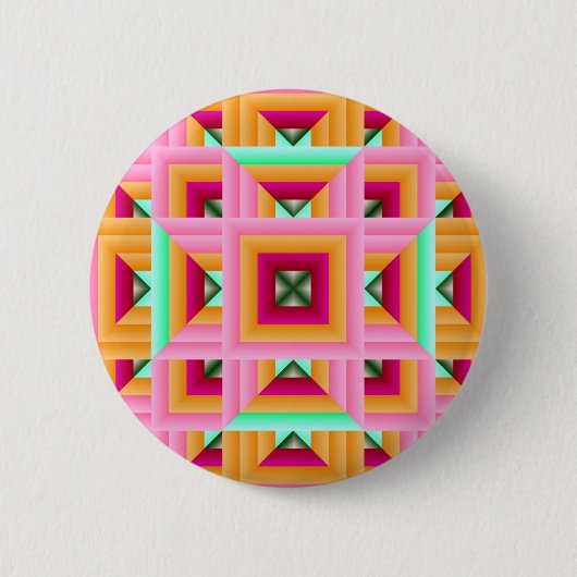 Pink Green Quilt Muster 3 Button (Vorderseite)