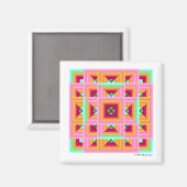 Pink Green Quilt Muster 3 Magnet (Vorderseite/Rückseite)