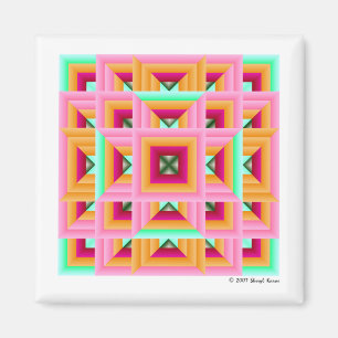 Pink Green Quilt Muster 3 Magnet