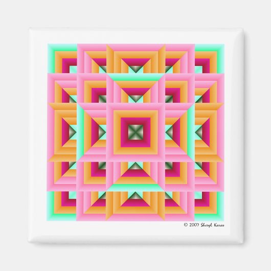 Pink Green Quilt Muster 3 Magnet (Vorne)