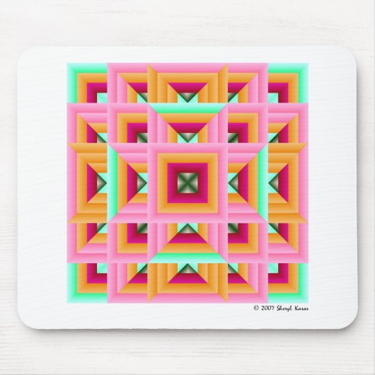 Pink Green Quilt Muster 3 Mousepad (Vorne)