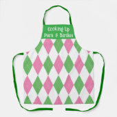 Pink & Green Raute Golf Schürze - Benutzerdefinier (Vorderseite)