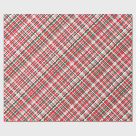 Pink Green Red Tartan Plaid Christmas Holiday Geschenkpapier (Flach)