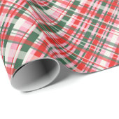 Pink Green Red Tartan Plaid Christmas Holiday Geschenkpapier (Rolleneckpunkt)