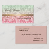 Pink Green Renaissance Damask Business Card Visitenkarte (Vorne/Hinten)