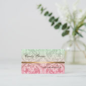 Pink Green Renaissance Damask Business Card Visitenkarte (Stehend Vorderseite)