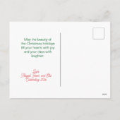 Pink Green Retro Muster Foto Weihnachten Postkarte (Rückseite)