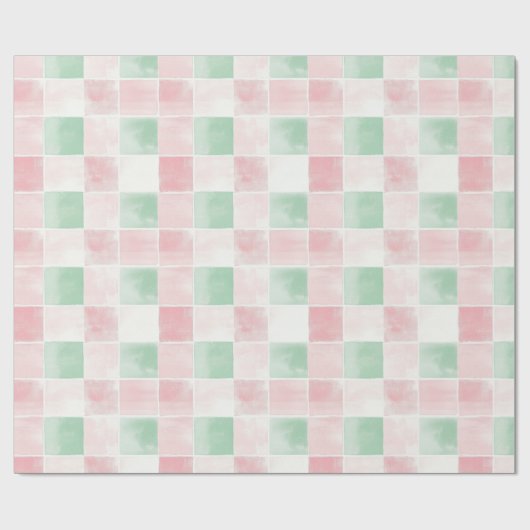 Pink Green Retro Muster Weihnachten Geschenkpapier (Flach)