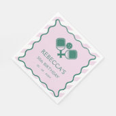 Pink Green Retro Pickleball 30. Geburtstag Serviette (Ecke)