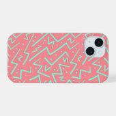 Pink & Green Retro Psychedelic Design iPhone 15 Hülle (Rückseite (Horizontal))