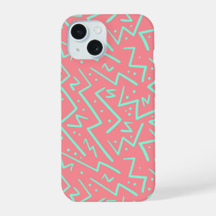 Pink & Green Retro Psychedelic Design iPhone 15 Hülle