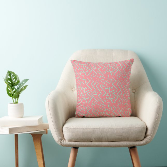 Pink & Green Retro Psychedelic Design Kissen (Stuhl )