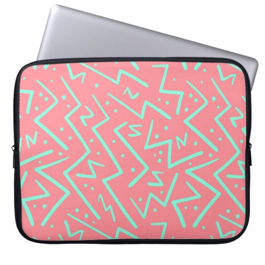 Pink & Green Retro Psychedelic Design Laptopschutzhülle (Vorderseite)