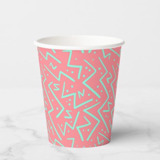 Pink & Green Retro Psychedelic Design Pappbecher (Vorderseite)