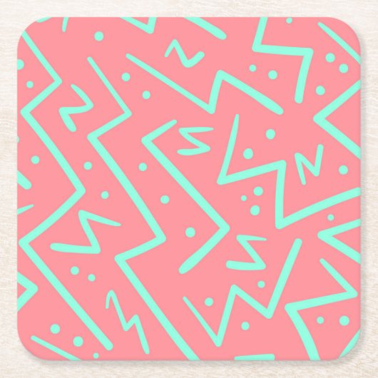 Pink & Green Retro Psychedelic Design Rechteckiger Pappuntersetzer (Vorderseite)
