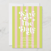 Pink Green Retro Typography Wedding Save The Date Ankündigung (Vorderseite)