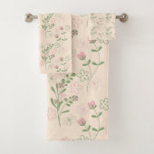 Pink Green Retro Y2K 70er Blume Muster Badhandtuch Set (Insitu)