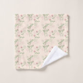 Pink Green Retro Y2K 70er Blume Muster Badhandtuch Set (Waschlappen)