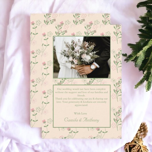 Pink Green Retro Y2K 70er Blume Muster Dankeskarte