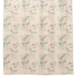 Pink Green Retro Y2K 70er Blume Muster Duschvorhang