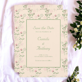 Pink Green Retro Y2K 70er Blume Muster Einladung