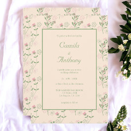 Pink Green Retro Y2K 70er Blume Muster Einladung