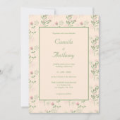 Pink Green Retro Y2K 70er Blume Muster Einladung (Vorderseite)