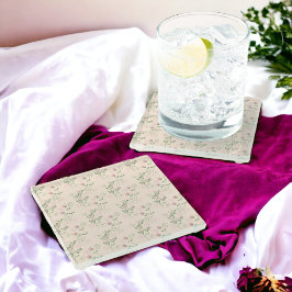 Pink Green Retro Y2K 70er Blume Muster Glasuntersetzer