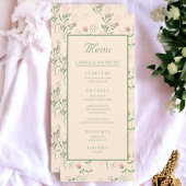 Pink Green Retro Y2K 70er Blume Muster Menükarte