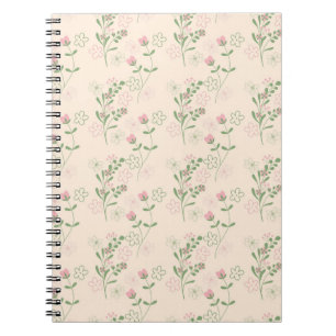 Pink Green Retro Y2K 70er Blume Muster Notizblock