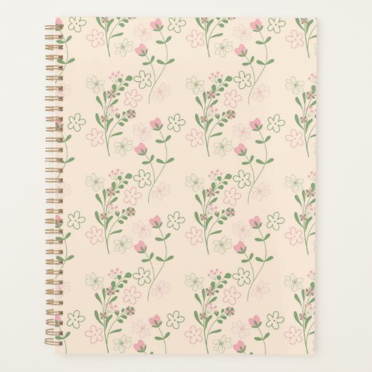Pink Green Retro Y2K 70er Blume Muster Planer (Vorderseite)