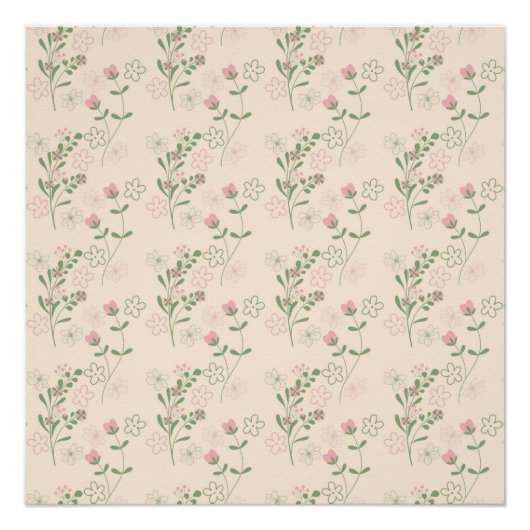 Pink Green Retro Y2K 70er Blume Muster Poster (Vorderseite)
