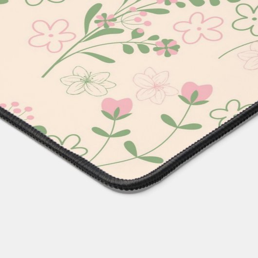 Pink Green Retro Y2K 70er Blume Muster Schreibtischunterlage (Ecke)