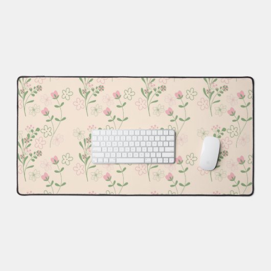 Pink Green Retro Y2K 70er Blume Muster Schreibtischunterlage (Tastatur & Maus)