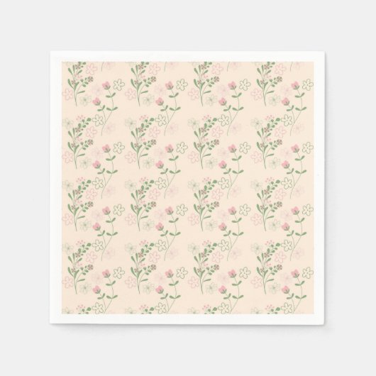 Pink Green Retro Y2K 70er Blume Muster Serviette (Vorderseite)