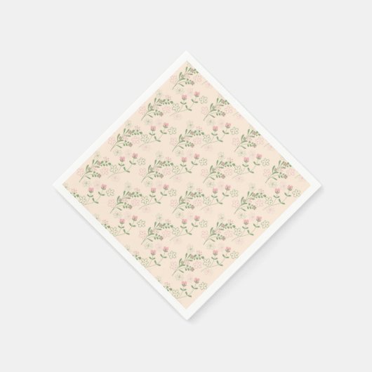 Pink Green Retro Y2K 70er Blume Muster Serviette (Ecke)