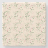 Pink Green Retro Y2K 70er Blume Muster Steinuntersetzer (Vorderseite)