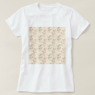 Pink Green Retro Y2K 70er Blume Muster T-Shirt