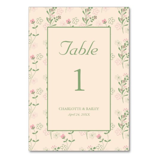 Pink Green Retro Y2K 70er Blume Muster Tischnummer (Vorderseite)