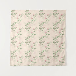 Pink Green Retro Y2K 70er Blume Muster Wandteppich