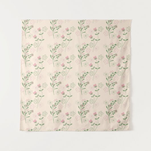 Pink Green Retro Y2K 70er Blume Muster Wandteppich (Vorderseite)