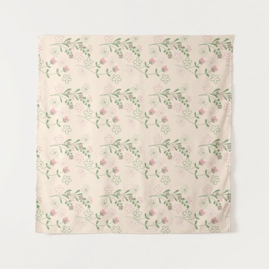 Pink Green Retro Y2K 70er Blume Muster Wandteppich (Vorderseite (Horizontal))