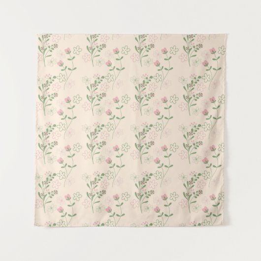 Pink Green Retro Y2K 70er Blume Muster Wandteppich (Vorderseite)