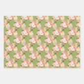 Pink Green Rose Gold Floral Pumpkins Muster Party Geschenkpapier Set (Vorderseite 3)