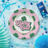 Pink Green St. Patrick'S Lucky One First Birthday Pappteller (Party)