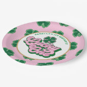 Pink Green St. Patrick'S Lucky One First Birthday Pappteller (Schrägansicht)